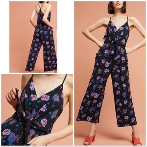 Rare Anthropologie Willa tie front floral jumpsuit